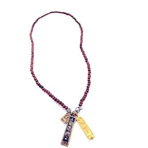 Wooden Bead Charm Necklace